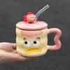 High Looking Cute Ceramic Cup with Lid Spoon for Girls Coffee Mug Large Capacity Water Cup Birthday Gift