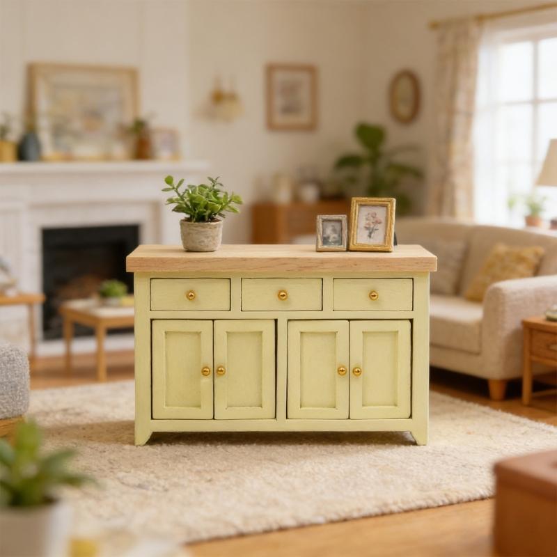 Unfinished Wooden Dollhouses Cabinet Miniature Furniture Model For DIY Crafting And Display