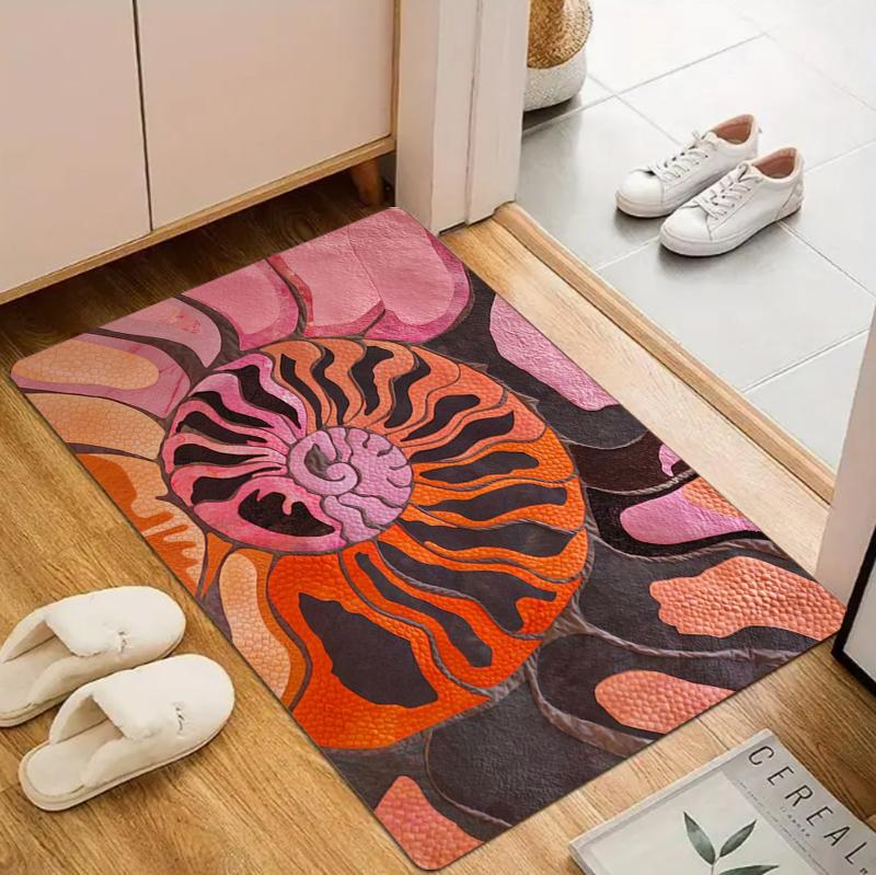 

Coastal Seashell Ammonite Pattern Doormat Carpet Rug Non Slip Washable Soft Durable Decorative Floor Mat for Home Entryway 40x60cm