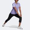 Adidas Striped Logo Print Running Short Sleeve T-Shirt Women Tops Light-Purple HC1748