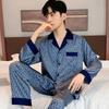 Conjunto de Pijama para Hombre Primavera Otoño Seda de Hielo Cárdigan de Manga Larga Ropa de Dormir de Satén para Exterior Masculino Ropa de Casa Verano