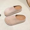 Baotou Mid-heel Flat Shoes New Summer Round Head Deep Mouth Suede Soft Sole Anti-slip Wear-resistant Slippers