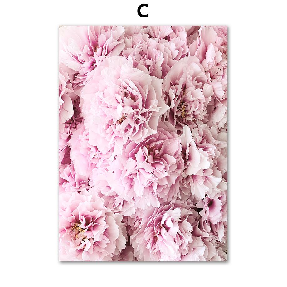 Pink Rose Peony Dahlia Lily Flowers Wall Art Canvas Painting Nordic Posters And Prints Wall Pictures For Living Room Girl Decor