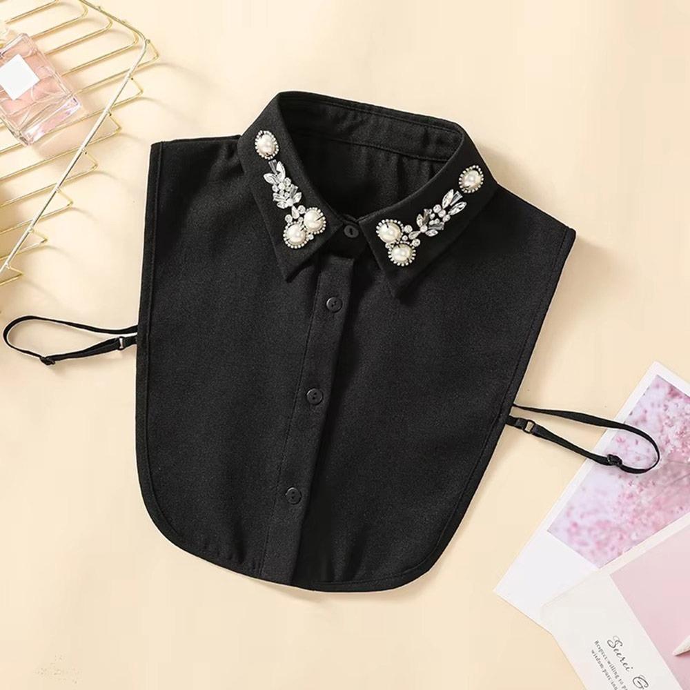 Fashion Shinny Beaded Fake Collar Chiffon Versatile Decoration Blouse Sweater False Collars Detachable Collars чёрный