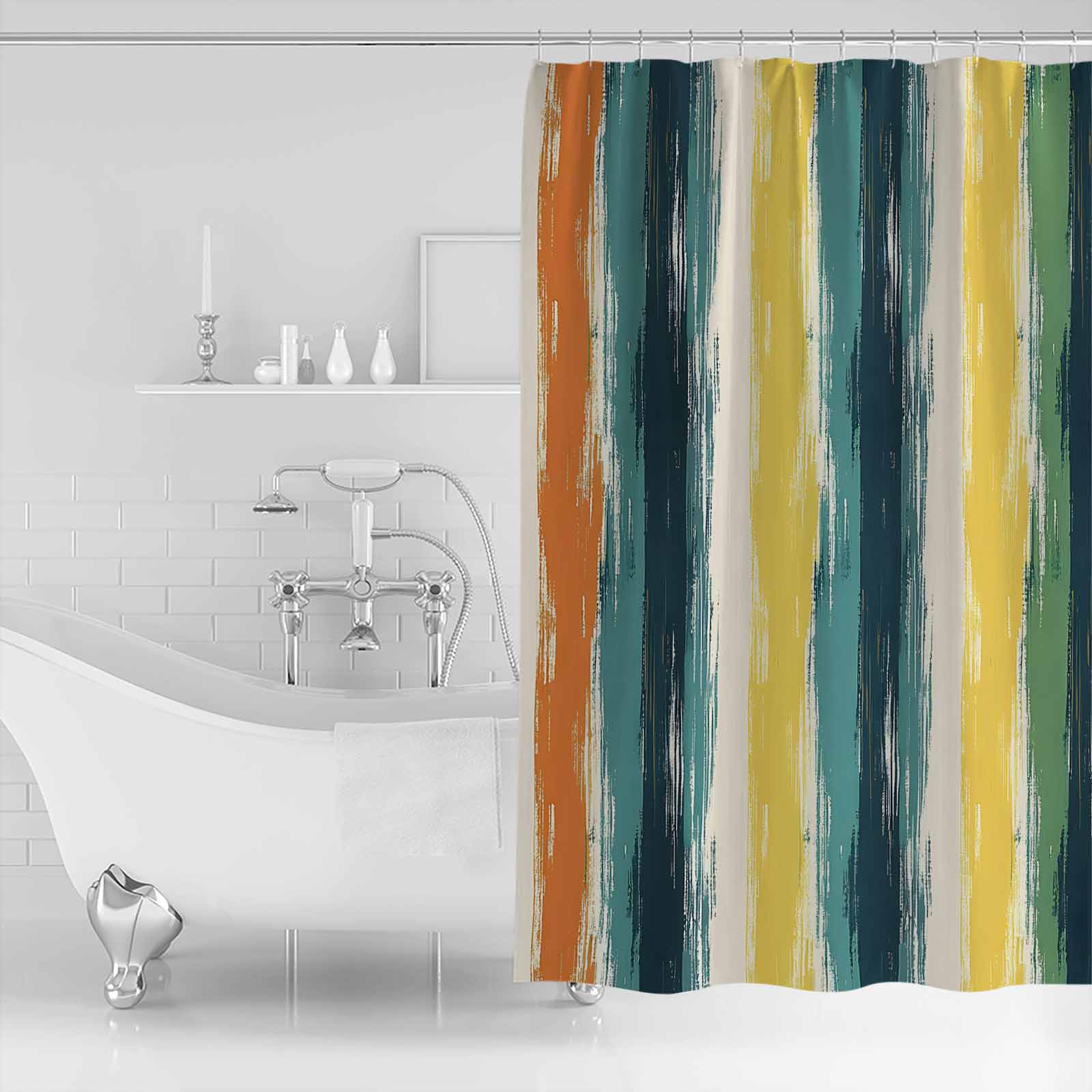 

Абстрактная Многоцветная Линия Занавеска для Душа в Ванную Художественный Красочный Коврик для Ванной Декорация для Домашнего Декора 122x183cm