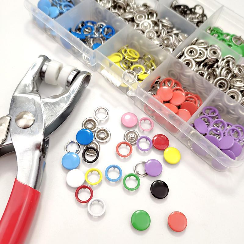 Five-Prong Colorful Snap Fastener Set with No-Sew Installation Tool
