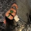 Titanium Steel Oval Agate Stone Gold Ring - Women's Niche Fashion Accessory