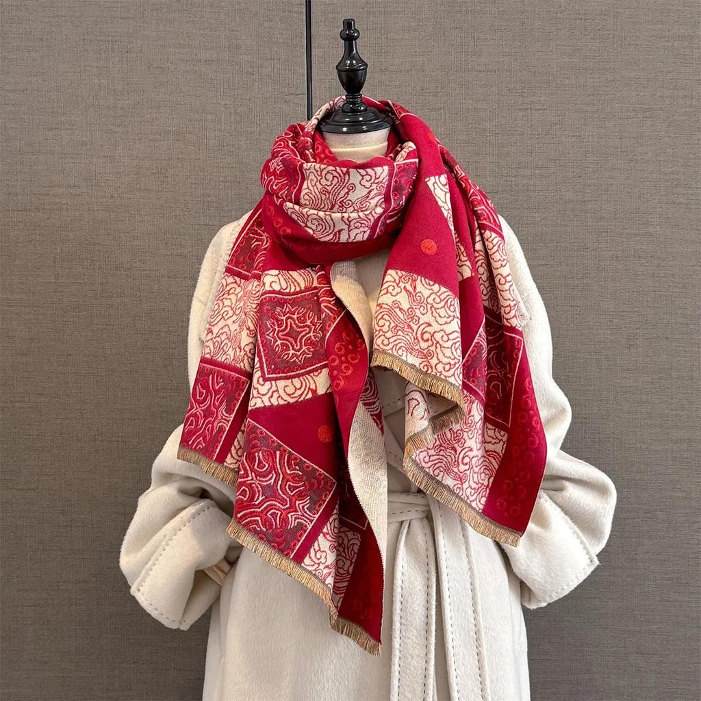 Thick Cashmere Blanket Women Scarf Warm Pashmina Shawl Winter Wraps Bufanda Print  New Design Poncho Echarpe Female Bufandas