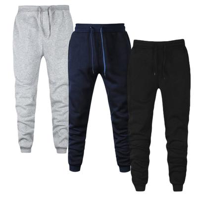 Calças Desportivas Masculinas Cor Sólida Com Elástico nos Tornozelos Calças de Moletom Cordão Cintura Elástica Calças Largas