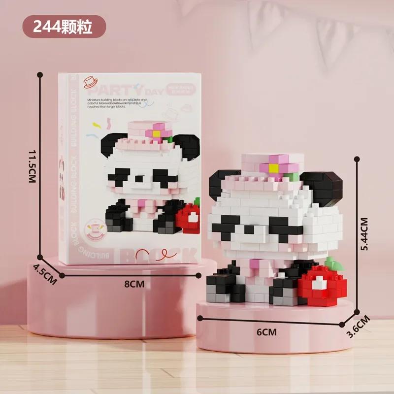 New cartoon building blocks cute pandas flowers, menglan dolls puzzle building blocks Table ornaments boys girls birthday gifts