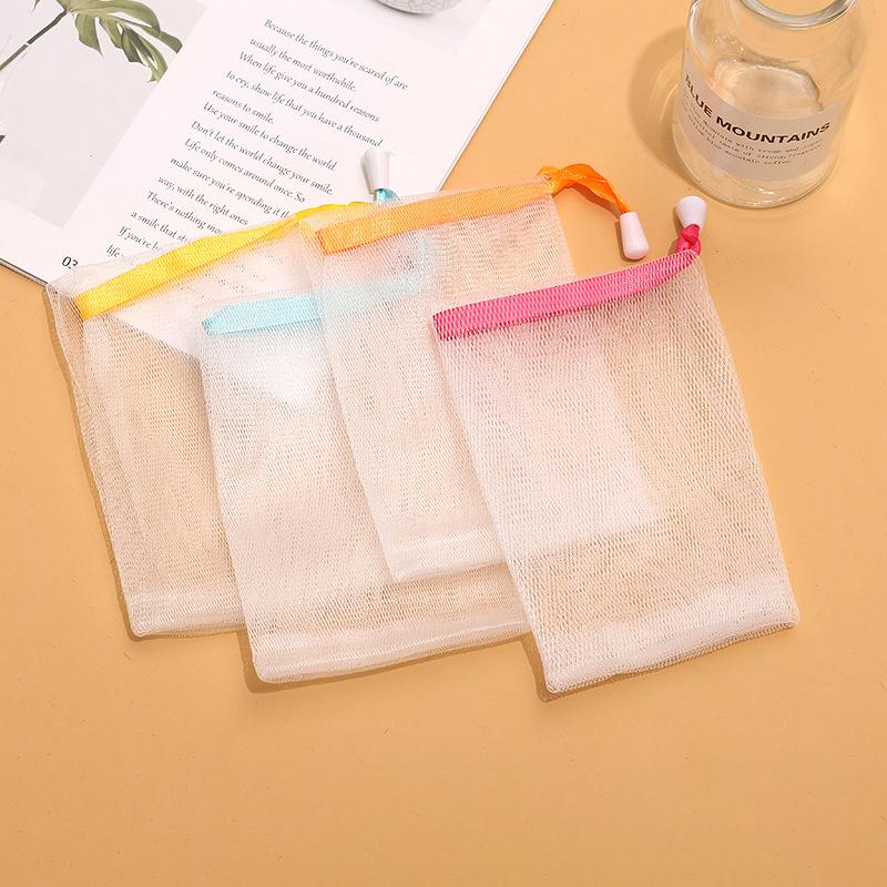 10Pcs Random 9X15Cm Hangable Soap Bags Bath Shower Gel Cleanser Mesh Bags Body Soap Cleanser Bubble Net Bags Cleaning Tools