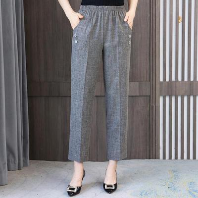 Plus Size L-6XL Zomer Hoge Taille Broek Vrouwen Elastische Taille Katoen Linnen Lange Broek Zomer Basic Bodems