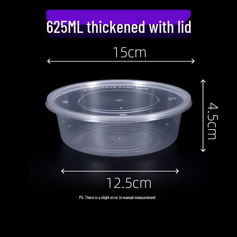 Homeglen 625ML Round Disposable Plastic Food Containers with Lids
