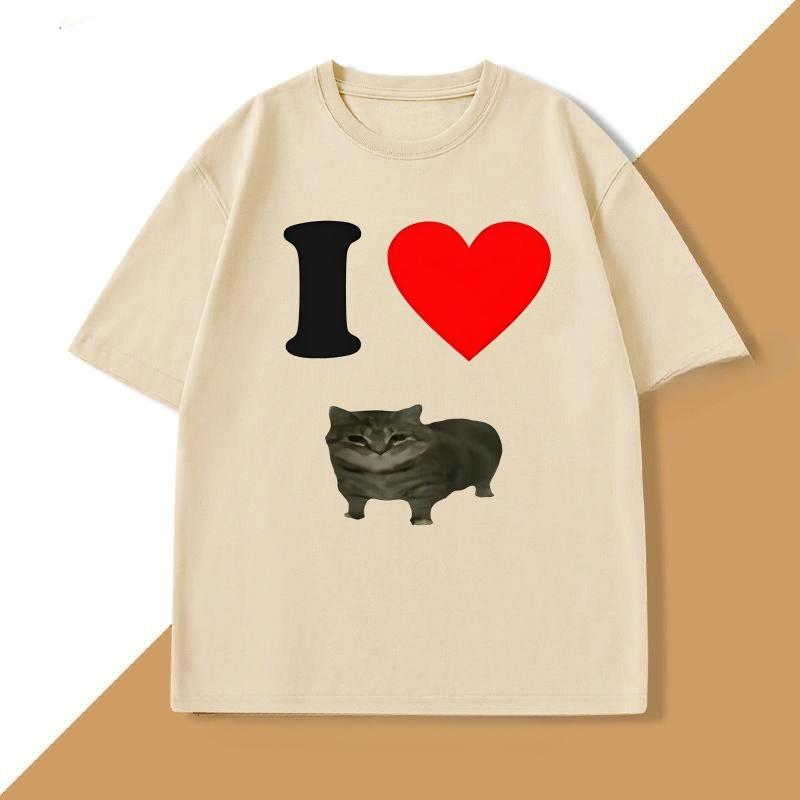 I Love Oiiaoiia Cat Meme TShirt Unisex Women Funny T Shirts Parody Tees Tiktok Tshirt Funny Streetwear Tops Oversized Loose Tops