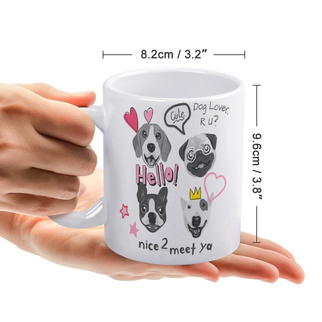 1 Förpackning 11oz Vit Keramisk Mugg Med Tryckt Konst På Båda Sidor Pålitlig Kaffekopp Idealisk För Hemma-Kontoret Dagliga Behov