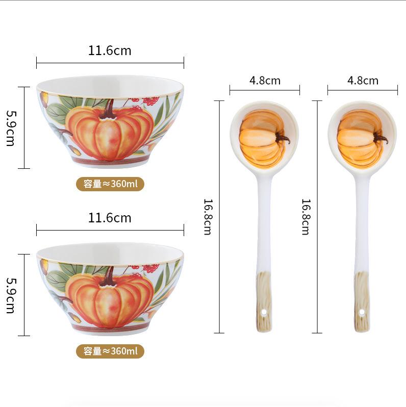 High Value Nordic Pumpkin Bowl Plate Combination Household Ceramic Tableware High Light Luxury Pastoral