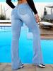 Damen Hellblaue Micro-Flare Slim Fit Jeans - Trendige Europäisch-Amerikanische Mode Lange Hosen
