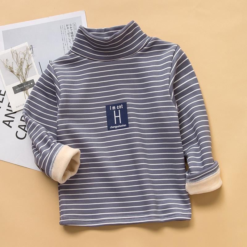 2025 Kids' Trendy Striped Velvet Turtleneck - Warm Long Sleeve for Boys and Girls (Autumn/Winter)