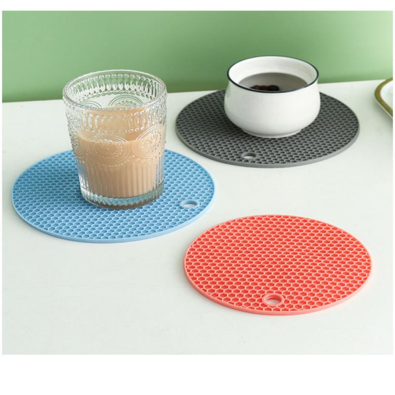 Round Honeycomb Silicone Mat Coaster Food Grade Placemat Non-slip Heat-resistant Table Mat Cup Mat Kitchen Accessories Gadgets