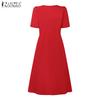 ZANZEA Women Summer V-Neck Casual Short Sleeve Dress