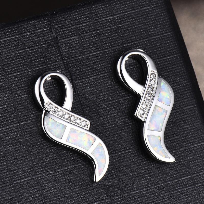 Wish European and American blue opal wing stud earrings women s versatile temperament earrings