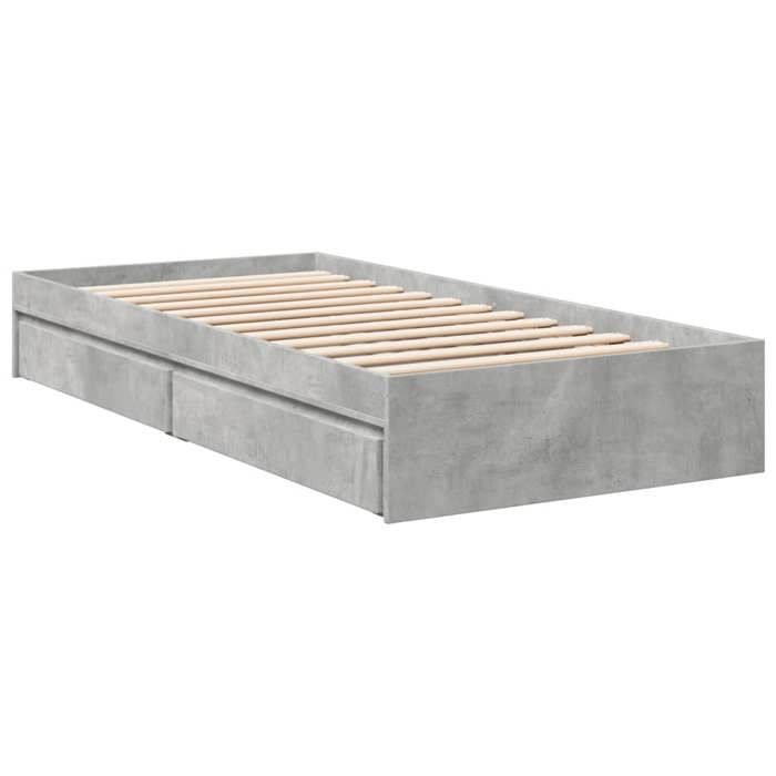 VidaXL Bed Frames and Drawers Concrete Grey 90x190 Cm Engineered Wood, Bed, Storage Bed, Single Bed Frame, Bed 3280709