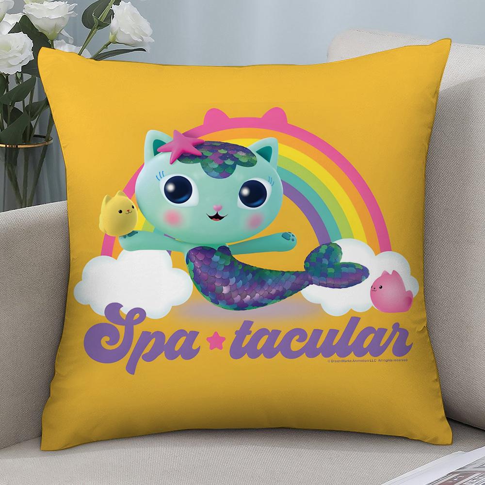 Federa Cuscino Gatti Casa delle Bambole di Gabby per Bambini Copricuscini Corti in Peluche Decorazione Divano Regalo Casa Stampa Double-Sided Federa Cuscino