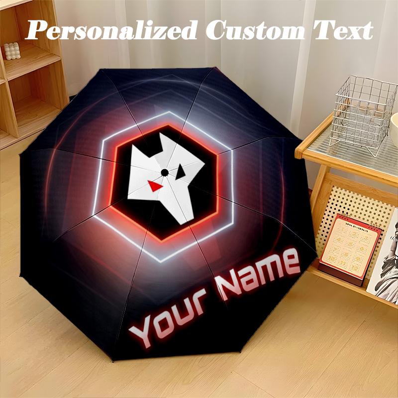 8 Rib Auto Folding Umbrella Wolverhampton Wanderers Football Print Custom Name Text Portable Rain Gear