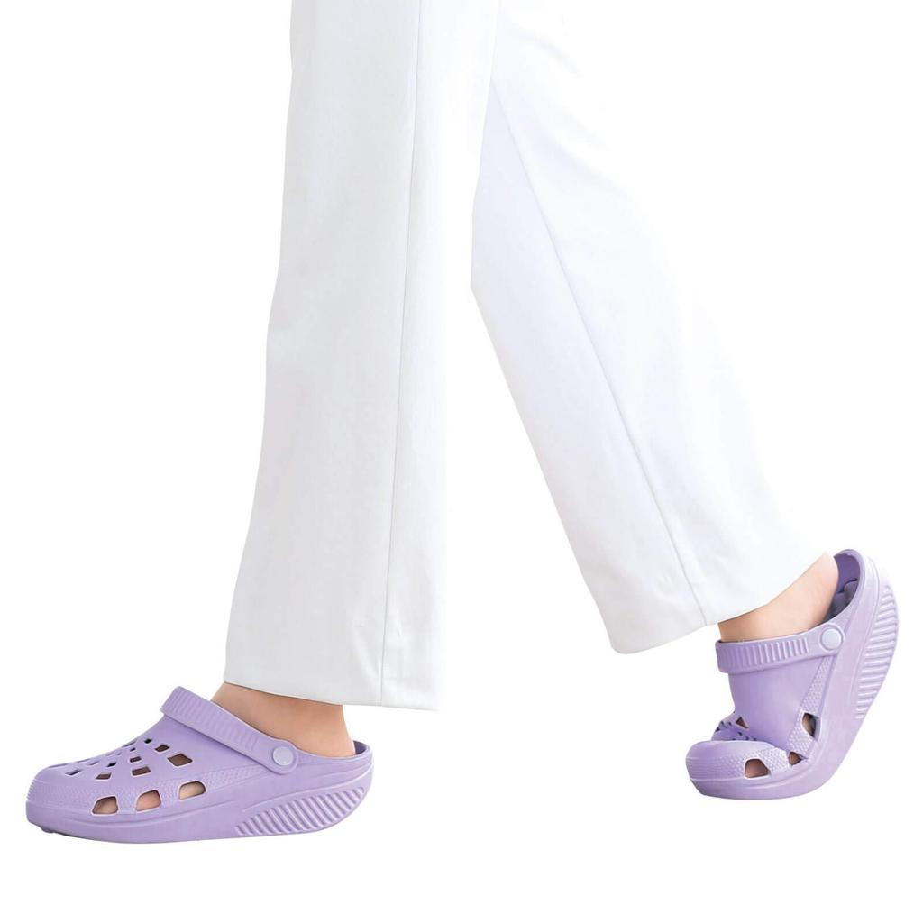 Anfamie Nurse for Nursing Sizes Lavender Sandals, Lightweight, 2-Way, Wide, Sweat-Resistant, Care, Women's, 23.5-24.0cm,