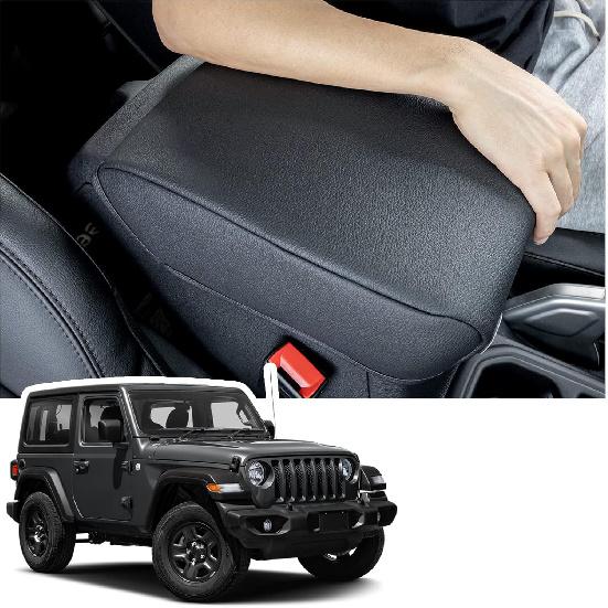 Center Console Armrest Cover Compatible With Jeep Wrangler JL/JLU 2018-2024 2025 And Jeep Gladiator JT Truck 2024 2025, Accessories PU Leather
