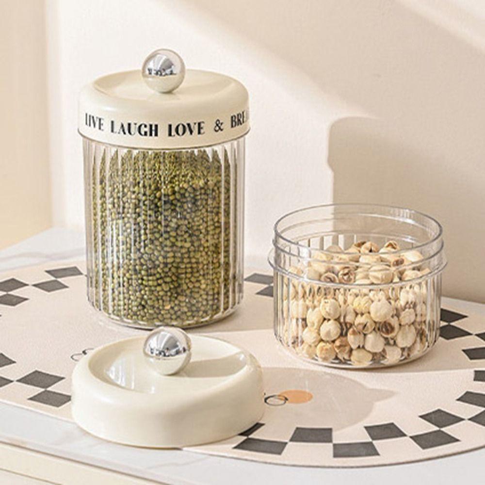 

Round Plastic Grain Storage Organizer Large Capacity Tea Storage Jars for Household