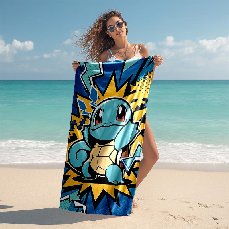 proof beach towel with Pokémon pattern - soft,absorbent,quick-drying,machine washable - perfect for swimming,camping,bathing
