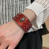Hip-Hop Pu Leather Bracelet Adjustable Cross Bangle Shiny Rivet Cuff  Jewelry Accessories