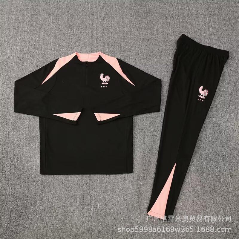 2026 France National Team Half-Zip Long Sleeve Training Jersey Men Women Winter Football Warm-Up Top