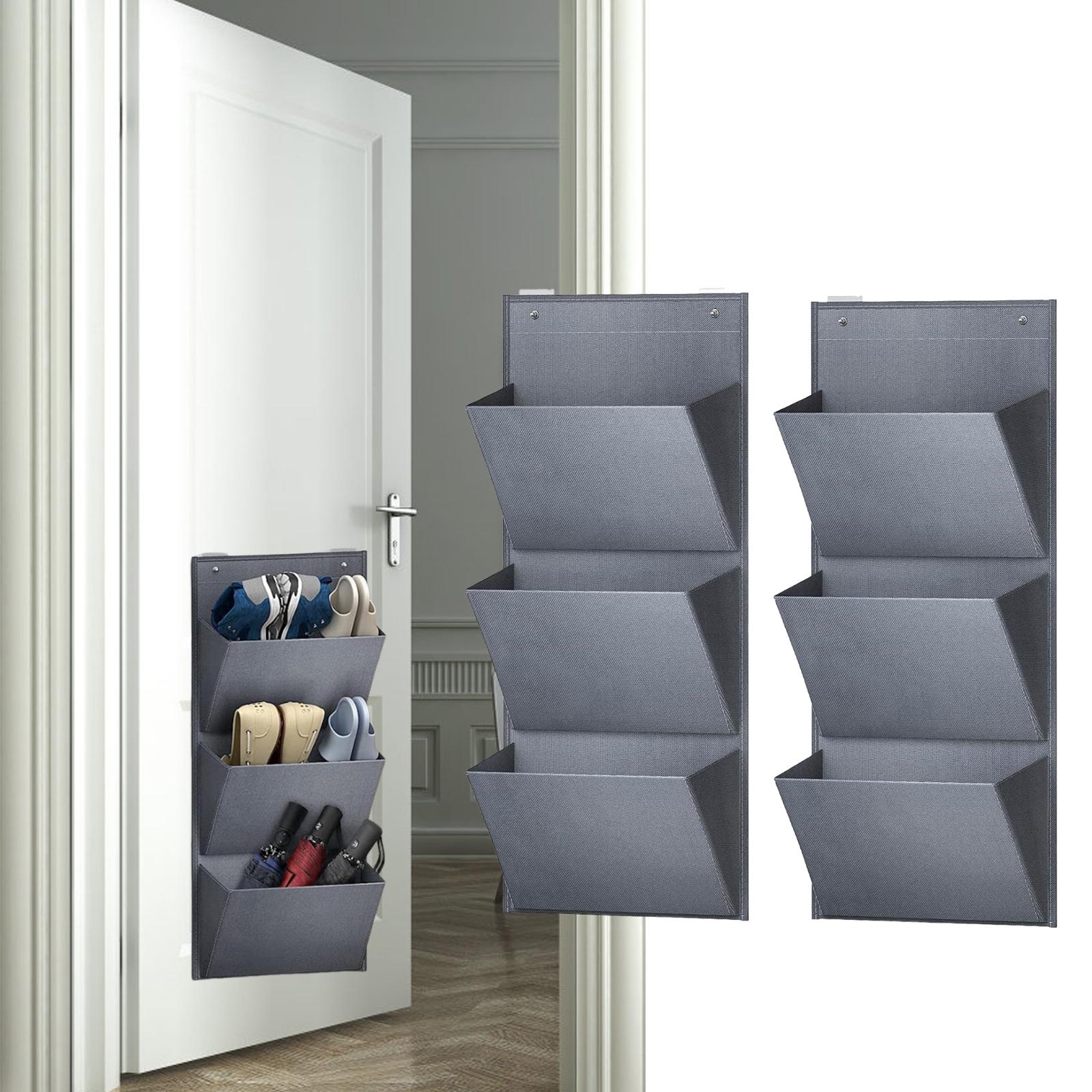 

2x over The Door Shoe Organizer Door Shoe Rack Resuable Space Saving Multifunctional Holder 3 Pocket for Bathrooms Crafts сірий колір