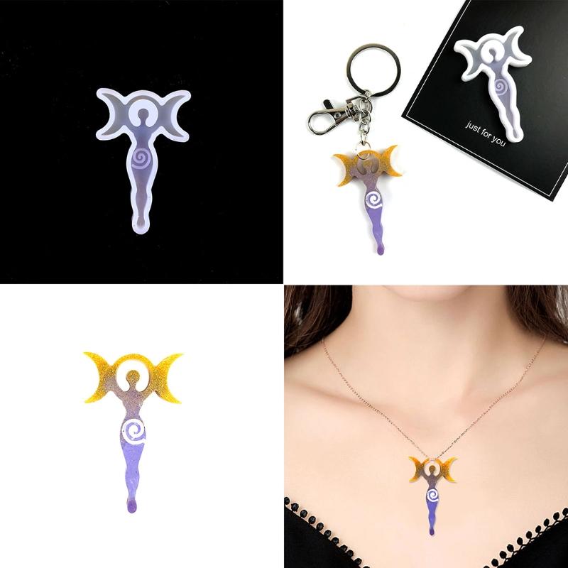 Epoxy Resin Molds Polymer Clay Molds for Handmade DIY Goddess Moon Mould for DIY Necklace Pendant Ornament Keychain