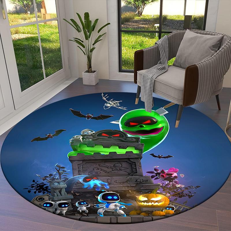 ASTRO BOT Runder Teppich, Teppich für Wohnzimmer Schlafzimmer Sofa Spielzimmer Dekoration, Rutschfeste Bodenmatte