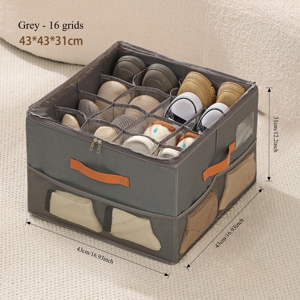 Foldable Closet Shoe Storage Box Home Clothes Towels Space-Saving Bin Clear Cover Containers