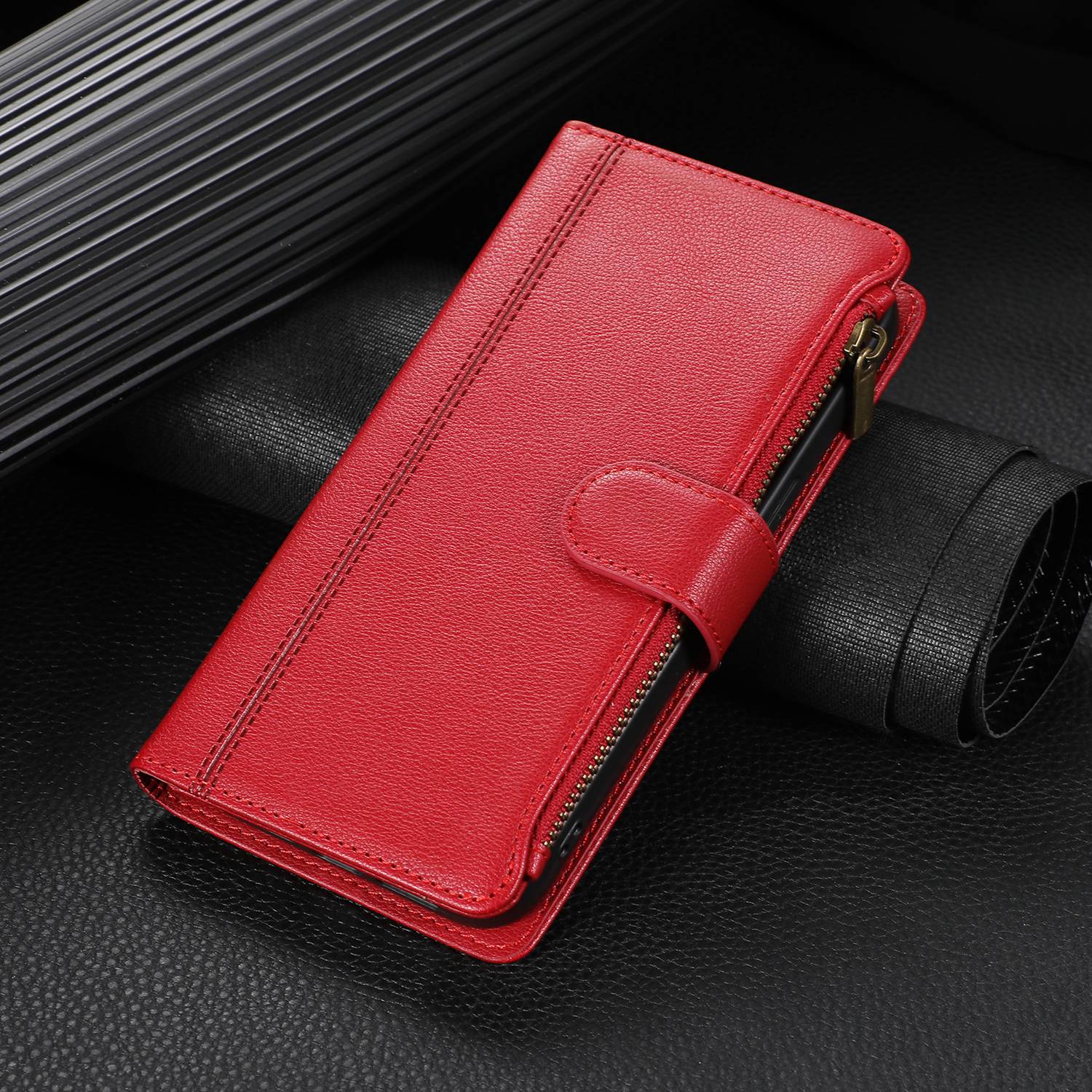 

Ремешок с отделениями для карт и карманом для наличных, чехол-кошелек на молнии для iPhone Samsung Xiaomi Redmi Google, кожаный держатель-подставка из искусственной кожи, откидная крышка iPhone 7 Plus/8 Plus красный