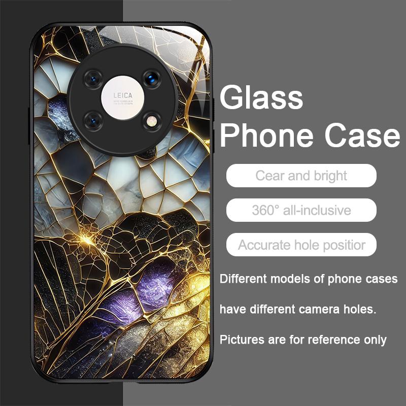 

Stylish Purple-Crystal Marble Texture Tempered Glass Phone Case for Huawei Honor 200 100 90 80 Magic 7 Pro 6 5 Lite X9 X8 Covers Honor 60