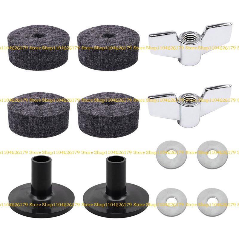 A1A2 12Pcs Cymbal Felts Cymbal Stand Felt Cymbal Stand Sleeves with Base Wing & Cymbal Washer for Drum