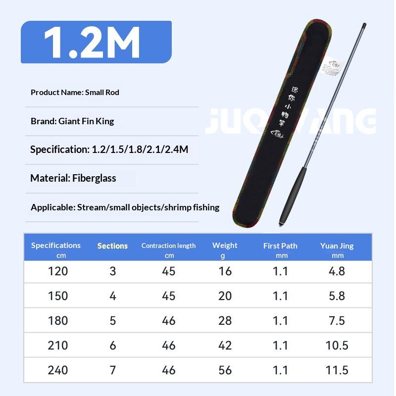 Small Fishing Rod Short Section Hand-Held Fishing Rod Beginner Fishing Rod Set Stream Rod Winter Fishing Shrimp Rod Single Rod 120cm
