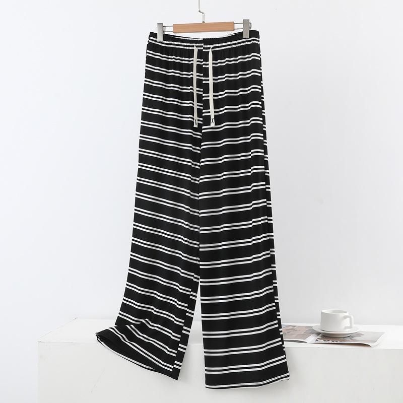 Women's Striped Wide-Leg Pants: Spring/Summer, Lightweight, Loose Fit, Versatile, Plus Size