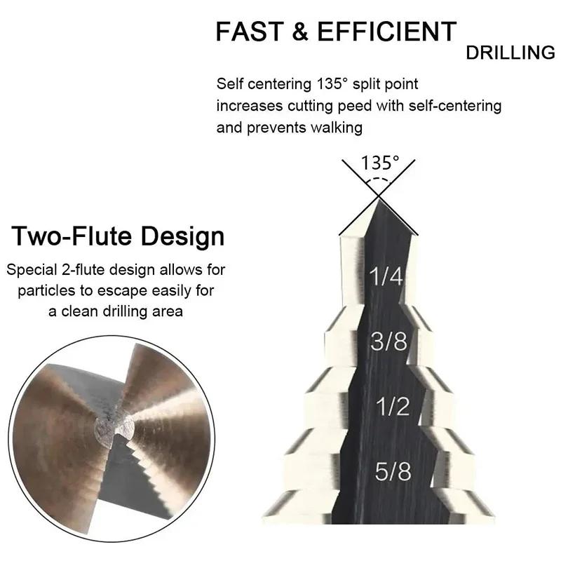 Metal Wood Drilling Tool Automatic Center Punch Step Drill Bit Set Nitride Coated Metric/Inch Cone Drill Bit Hole Opener