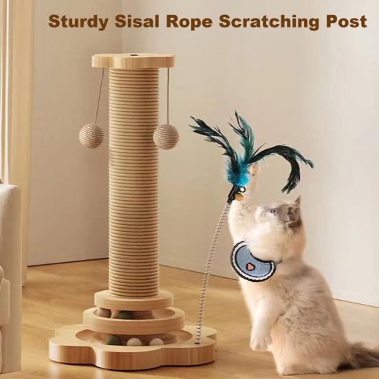 Tiragraffi per Gatti Albero per Gatti Tiragraffi con Palla e Giocattolo Piumato Pista a Sfera Interattiva Tiragraffi per Gatti da Interno