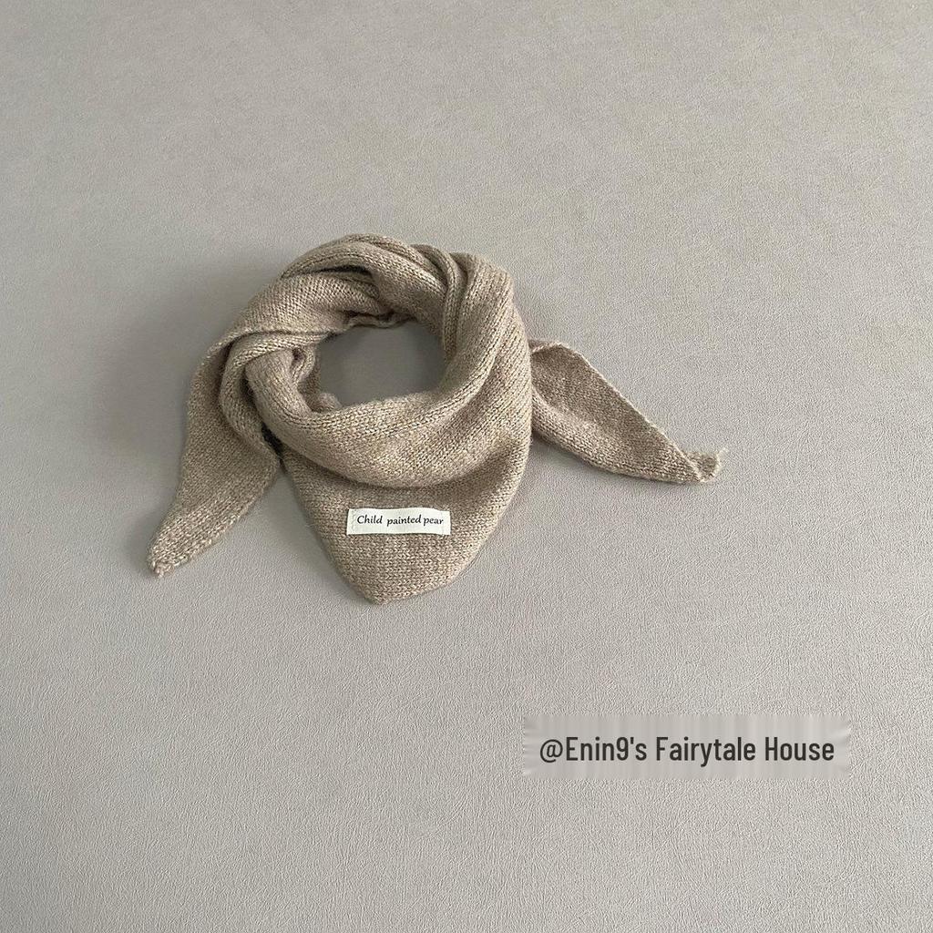 Unisex dziergany wełniany szalik dla dzieci - Ciepły, wiatroszczelny, z wzorem skrzyżowanego trójkąta na jesień i zimę