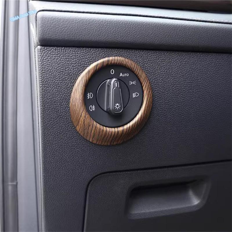 Wood Grain For VW Volkswagen Tharu / Taos 2018 - Auto Window Lift / Glove Box Button / AC Air Outlet Accessories Cover Trim