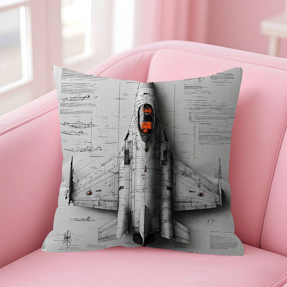 MMilitary Aircraft Fighter Enthusiasts Stitch Lucky Dragon Pillow Cover Sofa Cushion Cover Home Room Decoration Children Gift