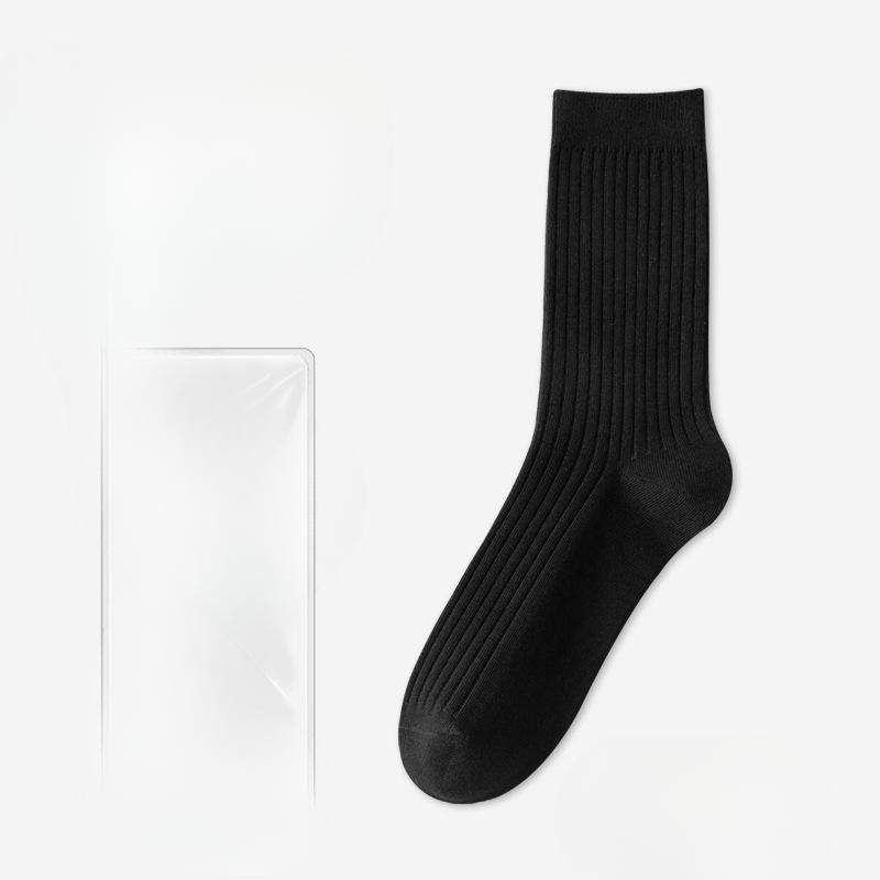 Men's Spring and Autumn Cotton Socks, Sweat-absorbing, Deodorizing, Antibacterial Business Socks, Boneless Solid-color Cotton Socks
