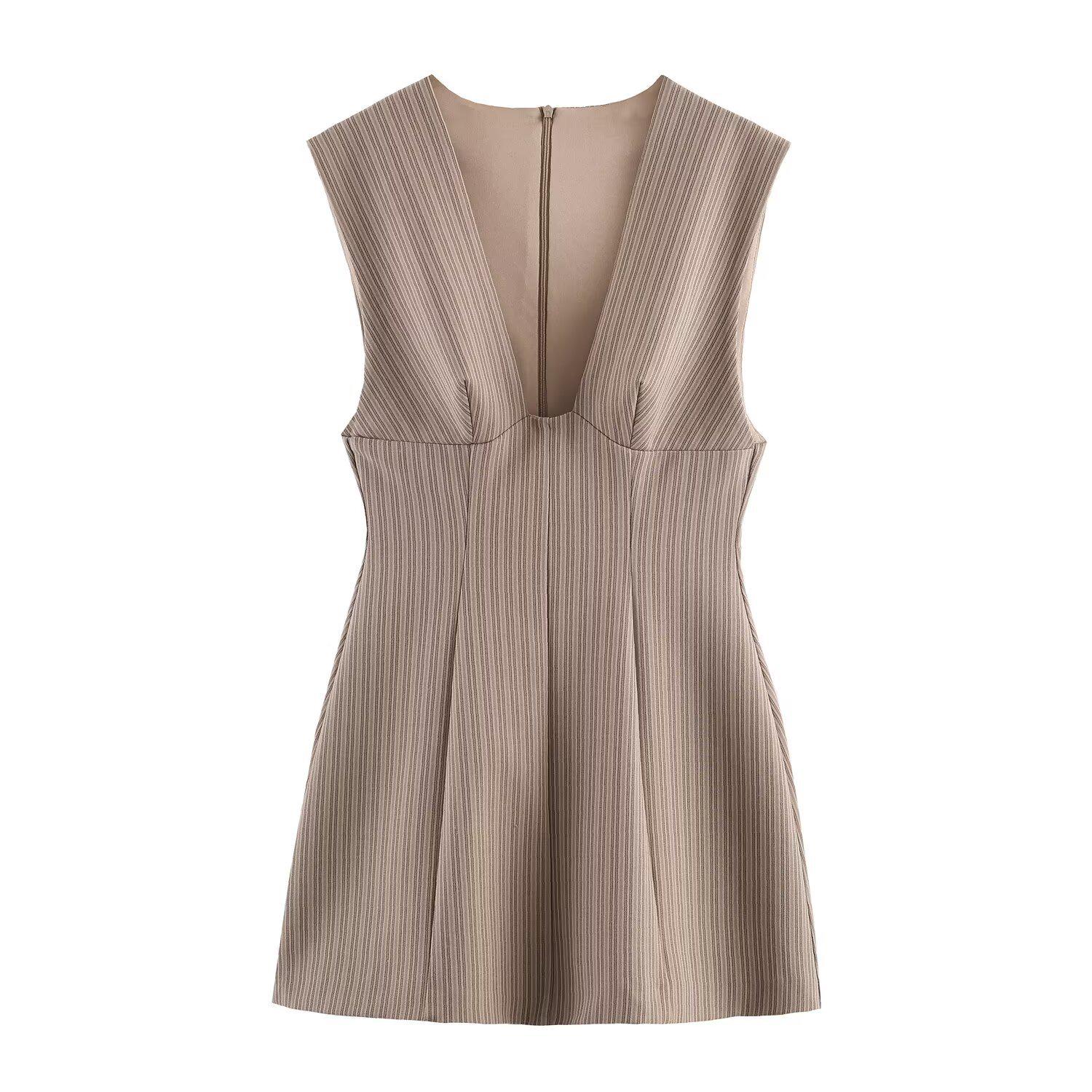 European Style Striped Spring Dress for Women 2026 Medium